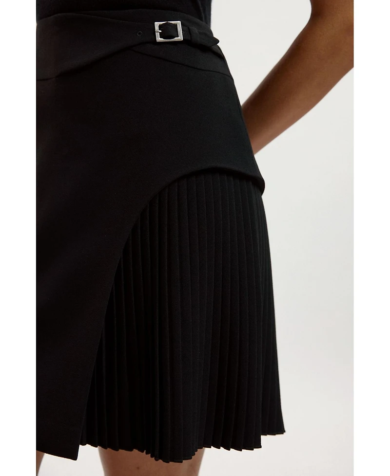 Karen Millen Women's Buckle Pleated Mini Skirt