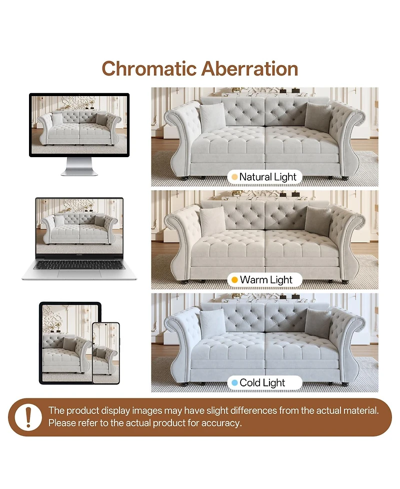 Streamdale Furniture Oversized Chesterfield Velvet Sofa Bed