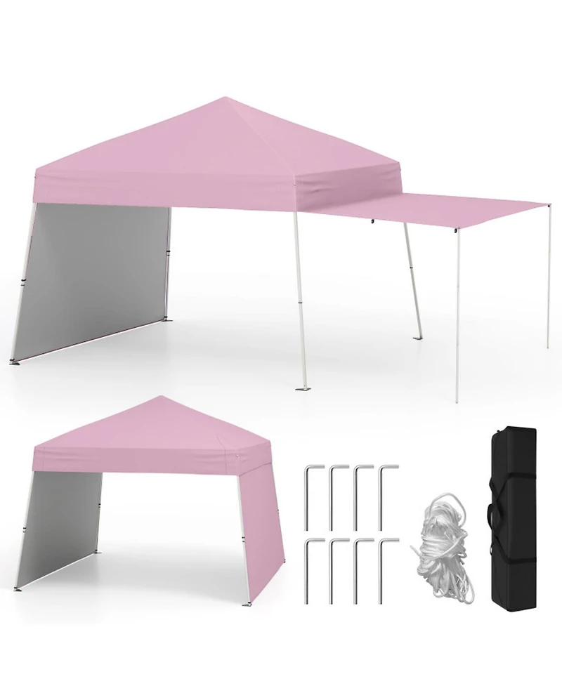 Gouun 14 x 9.2 ft Pop Up Canopy Tent with Two Convertible Sidewalls and Awning Poles