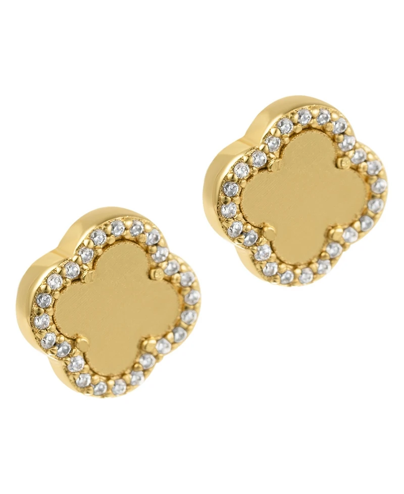 Adornia Cubic Zirconia Gold 2-Piece Halo Clover Necklace and Earrings Set