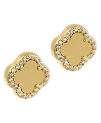 Adornia Cubic Zirconia Gold 2-Piece Halo Clover Necklace and Earrings Set