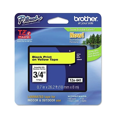 Brother P-Touch TZE641 0.7 in. x 26.2 ft. TZe Standard Adhesive Laminated Labeling Tape