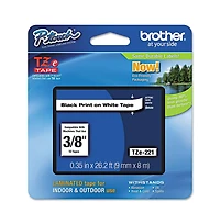 Brother P-Touch TZE221 0.35 in. x 26.2 ft. TZe Standard Adhesive Laminated Labeling Tape