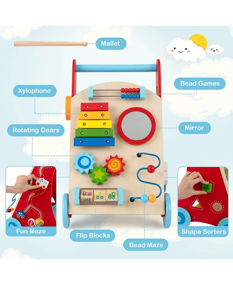 Slickblue Baby Walking Toy with Handle and Wheels for Boys and Girls