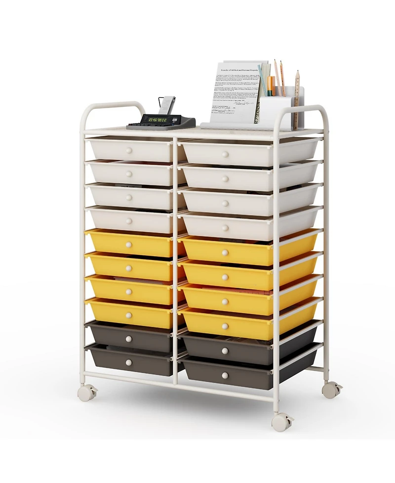 Gouun 20-Drawer Rolling Storage Organizer Cart with Metal Frame