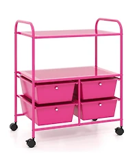 Gouun 4-Drawer Rolling Storage Cart with 2-Tier Open Shelves