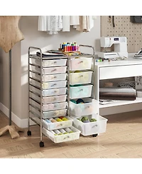 Gouun 15-Drawer Rolling Storage Trolley with Chrome Metal Frame