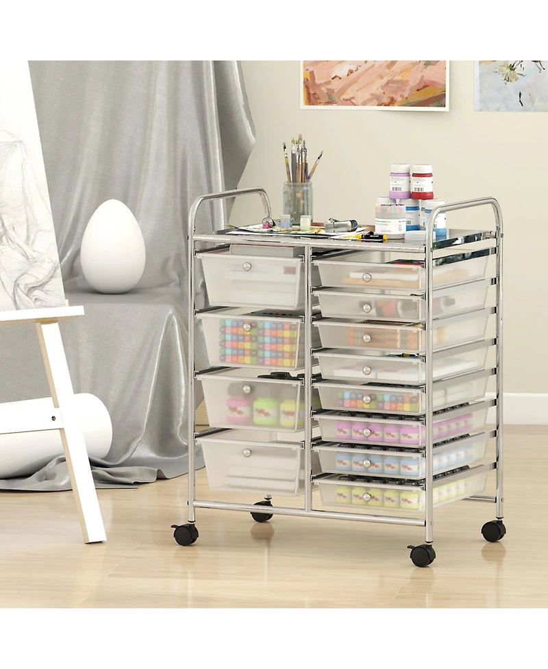 Gouun 12-Drawer Utility Rolling Cart with Tiered Storage