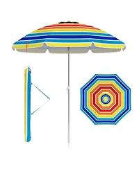 Gouun 6.5 ft Portable Beach Umbrella with Upf 50+ Protection Tilt Sand Anchor and Carry Bag