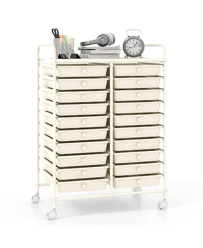 Sugift Twenty Drawer Rolling Storage Cart Studio Organizer Unit