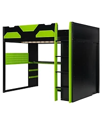 Streamdale Furniture Wood Loft Bed with Desk, Multi-storage Shelves, Usb and Rgb Light