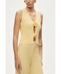 Nocturne Women's Floral Cut-Out Knit Top