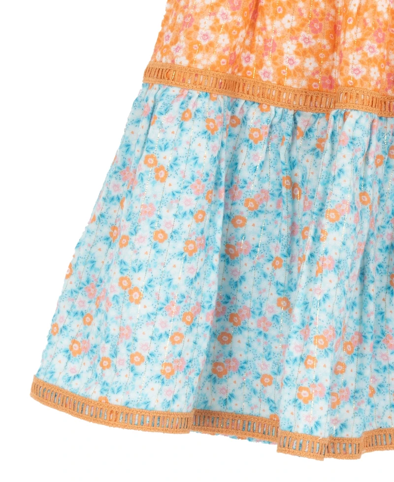 Rare Editions Girls' 2T-6X 3-Tiered Lurex Gauze Dress