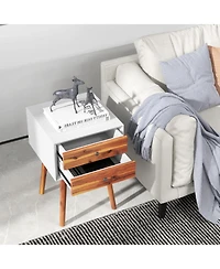 sumyeg Mid-Century Wooden Multipurpose End Table with 2 Storage Drawers