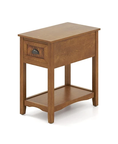 sumyeg Contemporary Chairside End Table with Drawer and Open Shelf