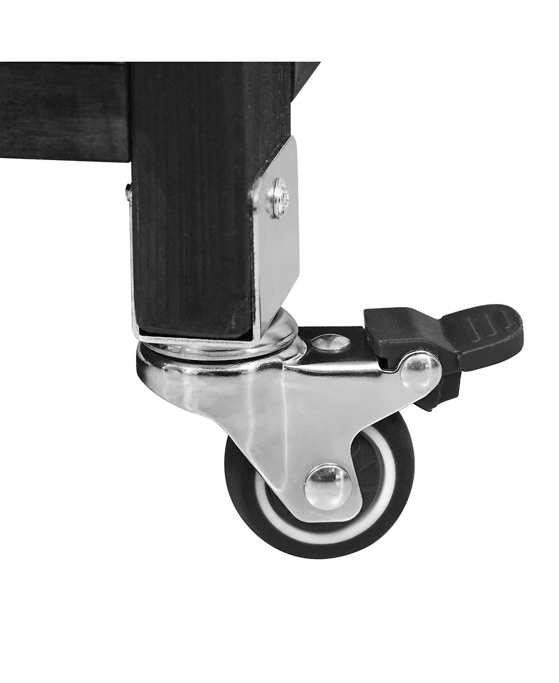 sumyeg 53.3inch Outdoor Kitchen Island with Raised Shelf, Solid Wood Storage Cabinet, Rolling Grill Cart Rack, Adjustable Shelf and Spice Rack