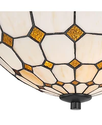 Robert Louis Tiffany Audrey Wide Art Glass 2-Light Ceiling Light