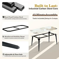 Streamdale Furniture Sintered Stone Dining Table, Metal Base, Heat/Scratch Resistant