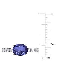 Macy's Lab Created Blue Sapphire (1-1/5 ct. t.w.) & White (1 Ring Sterling Silver