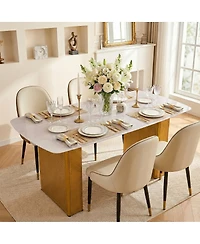 Streamdale Furniture Glass Dining Table, Marble Pattern, Pedestal Base