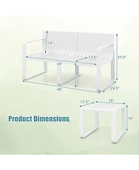 Gymax 3 Pcs Patio Furniture Set w/1 Loveseat and 2 Side Tables All-Weather Bistro Set