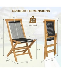 Gymax 4PCS Folding Chairs w/ Quick-Folding Portable Design Woven Rope Seat Porch Patio
