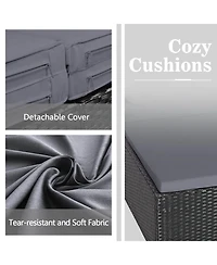 Gymax Patiojoy Outdoor Rattan Daybed Pillows Cushioned Sofa Furniture Patio