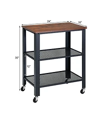 Gouun 3-Tier Kitchen Utility Industrial Cart with Storage