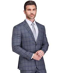 Gino Vitale Men's Slim Fit 2 Piece Performance Stretch Plaid Suit
