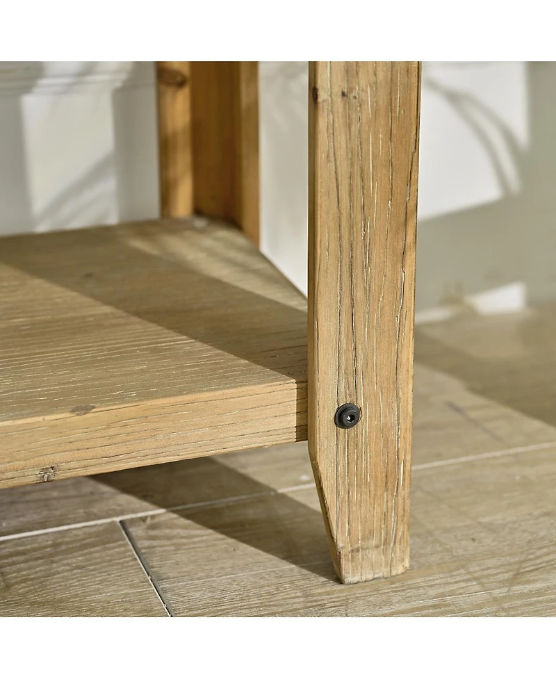 Streamdale Furniture Rustic Accent Glass Door Wooden Sideboard Cabinet with Storage Shelf