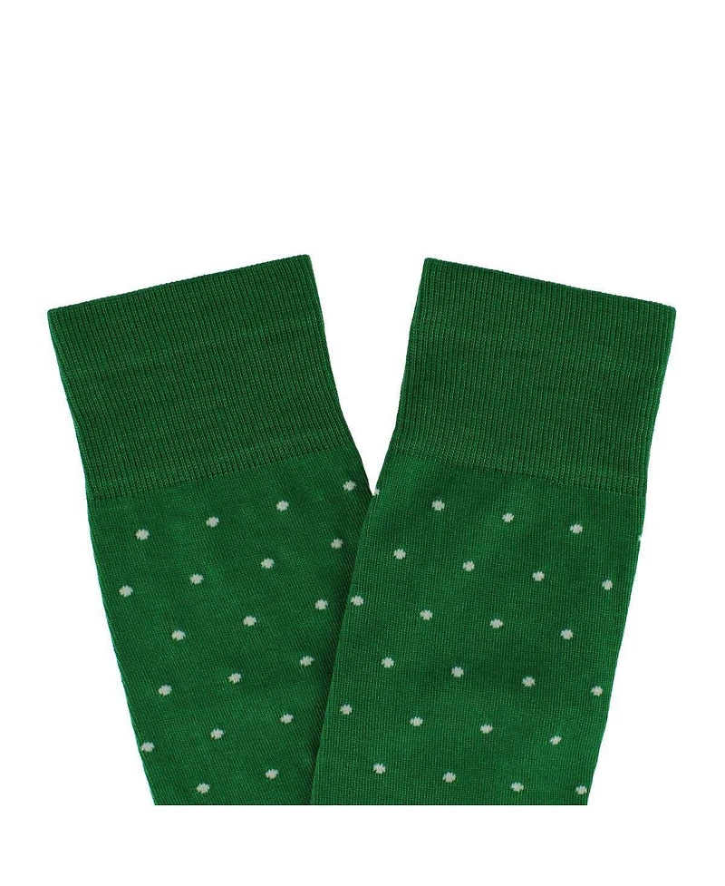 Trafalgar Men's Leo Polka Dot Mercerized Cotton Mid-Calf Socks