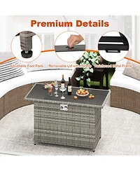 Gouun 44.5 in Propane Fire Pit Table with Stainless Steel Burner, 50000 Btu 2-in-1 Rattan Gas Fire Table
