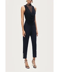 Nocturne Women's Draped Mesh-Panel Bodysuit