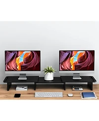 Gnuadz Dual Monitor Stand Riser Adjustable Wood desktop organizer
