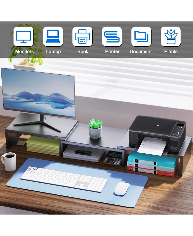 Gnuadz Dual Monitor Stand Metal Riser Desktop Organizer
