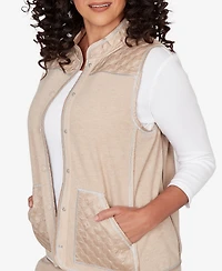 Alfred Dunner Women's Comfort & Joy Quilted Snap Front Vest