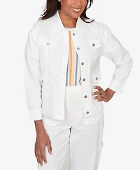 Alfred Dunner Women's Out of the Blue Patch Pocket Collared Jacket