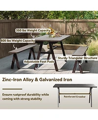 Sugift 3-Person Outdoor Bench Set of 2 with 800 Lbs Bearing Capacity