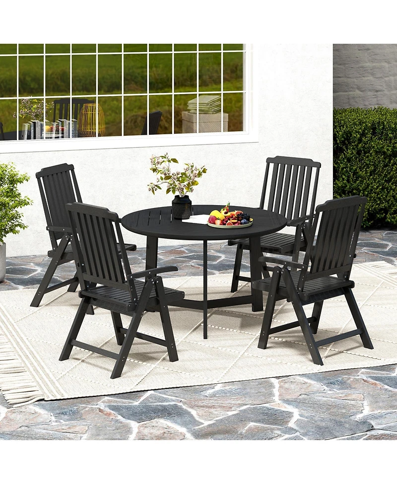 Sugift Foldable Patio Chair All-Weather Hdpe Outdoor Dining Chair with Armrest