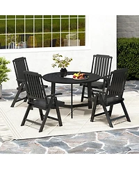 Sugift Foldable Patio Chair All-Weather Hdpe Outdoor Dining Chair with Armrest