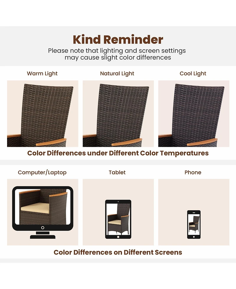 Sugift Patio Rattan Chairs Set of 2 Outdoor Wicker Dining Chairs with High Backrest