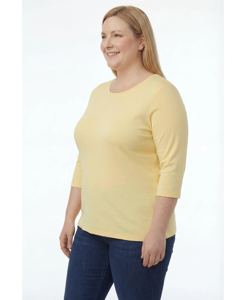 Woman Within Plus Perfect Three-Quarter Sleeve V-Neck Tunic