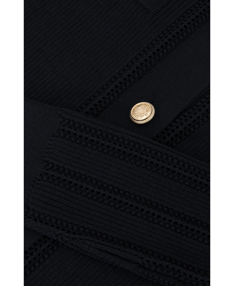 Reiss Women's Harri Button-Through Knitted Top with Collar