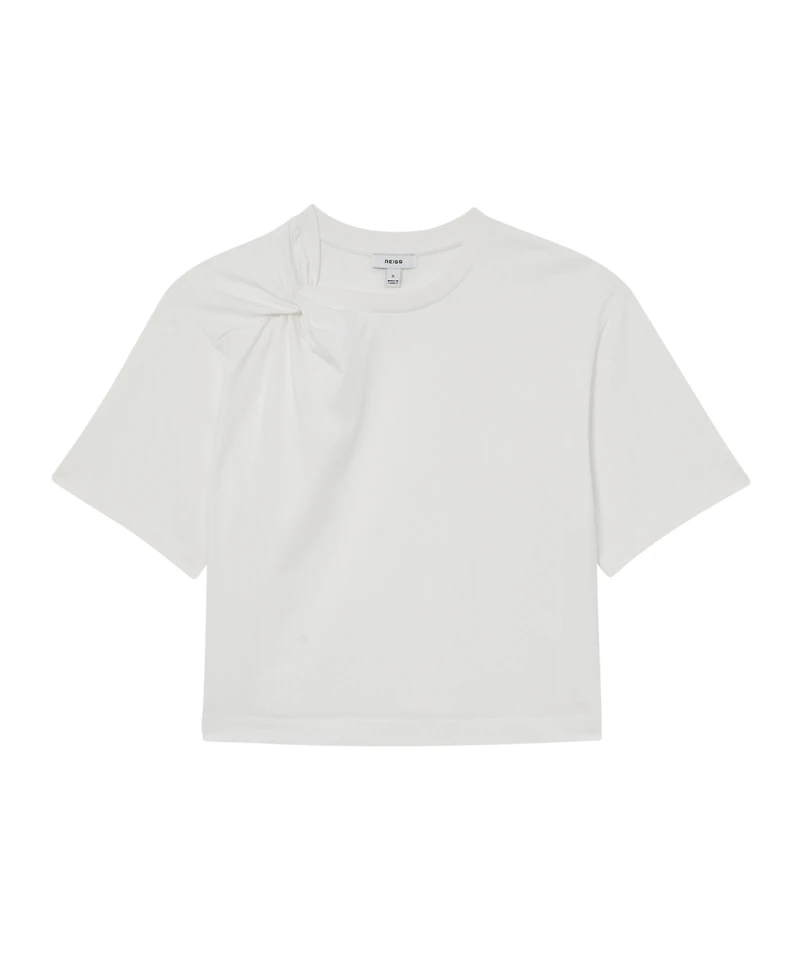 Reiss Women's Cotton Twist-Detail Boxy T-Shirt