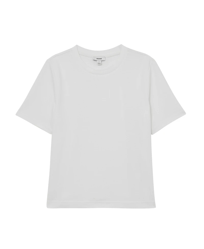 Reiss Women's Stretch-Cotton Ribbed-Neck T-Shirt