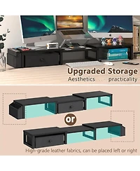 Gnuadz Dual Monitor Stand Riser Drawer Side Pockets Desk Storage desktop organizer