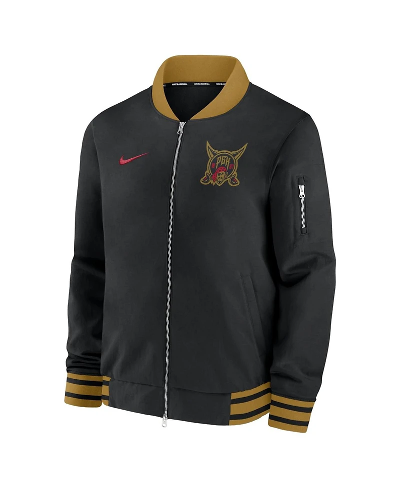 Nike Men's Black Pittsburgh Pirates 2026 City Connect Authentic Collection Relaxed Full-Zip Bomber Jacket