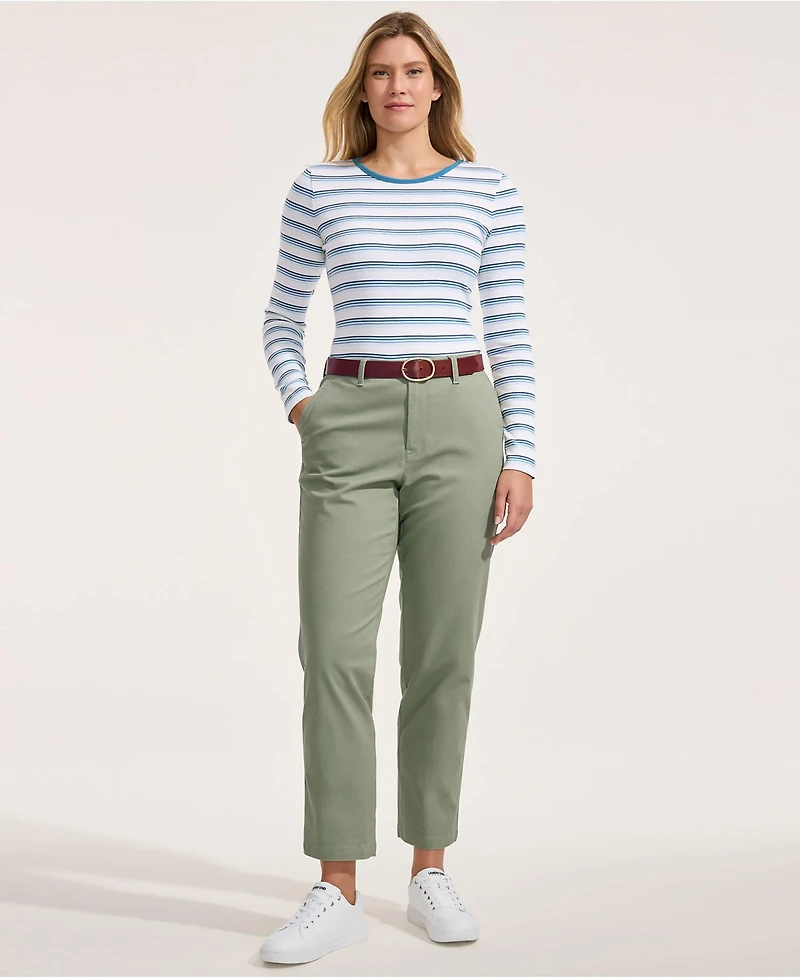 Lands' End Women's Mid Rise Classic Straight Leg Chino Ankle Pants