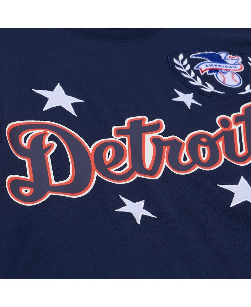 Mitchell Ness Women's Navy Detroit Tigers Pep Rally Cropped Boxy T-Shirt