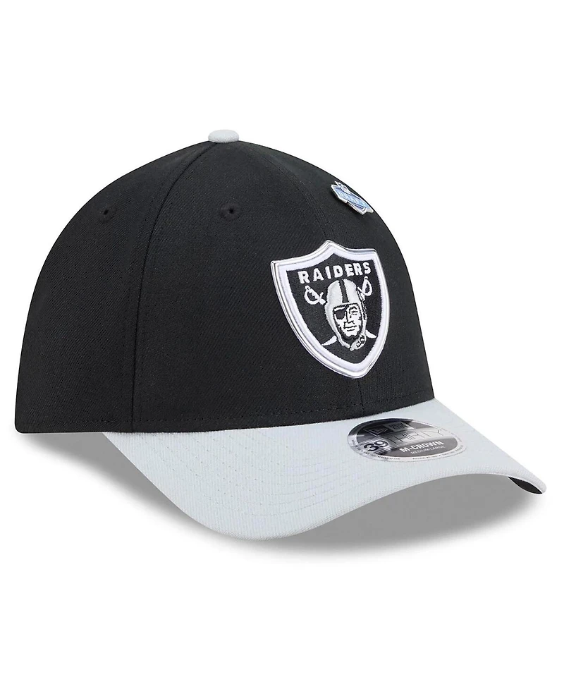 New Era Men's Black/Silver Las Vegas Raiders 2026 Nfl Draft 39THIRTY M-Crown Flex Hat